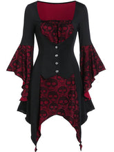 Load image into Gallery viewer, Halloween Skull Lace Tie Irregular Dress