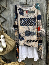 Load image into Gallery viewer, Vintage Patch Work Embroidery Art Linen Blend Blouse