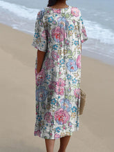Load image into Gallery viewer, Women's Vintage Floral Art Print Casual Flowy Dress