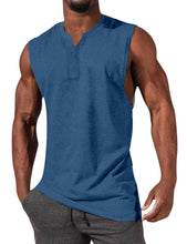 Load image into Gallery viewer, Men's Henley Basic Sleeveless T-Shirt