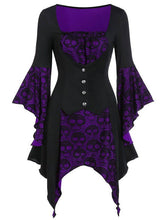 Load image into Gallery viewer, Halloween Skull Lace Tie Irregular Dress