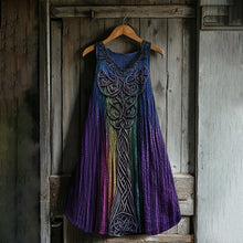 Load image into Gallery viewer, Women's Vintage Viking Tie-dye Print Cotton And Linen Dress