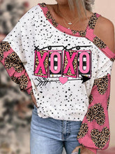 Load image into Gallery viewer, Women's Valentine's Day XOXO Off-Shoulder Balloon Sleeve Top