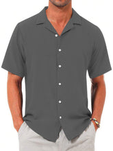 Load image into Gallery viewer, Men's Summer Solid Color Comfortable Puff Wrinkle Short Sleeve Shirt