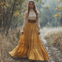 Load image into Gallery viewer, Women's Retro Country Pastoral Linen Style Long-sleeve Casual Maxi Long Dress