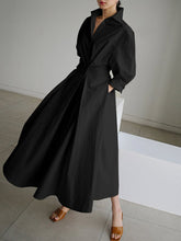 Load image into Gallery viewer, Women's Solid Pocket Button Lapel Long Sleeve Maxi Shirt Casual Dress
