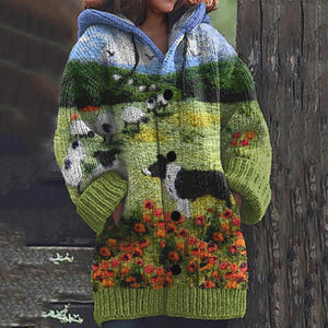 Home Sheep With Sheepdog Vintage Cozy Knit Cardigan