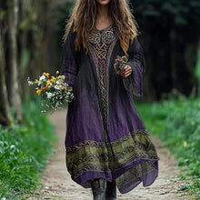 Load image into Gallery viewer, Women's Vintage Tree Of Life Gradient Art Linen Dress