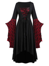 Load image into Gallery viewer, Halloween Skull Lace Tie Irregular Dress