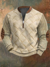 Load image into Gallery viewer, Men's Vintage Knit Print Zip-Up Sweatshirt