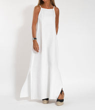 Load image into Gallery viewer, Elegant Solid Color Cotton Linen Sleeveless Long Dress