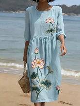 Load image into Gallery viewer, Women's Casual Floral Print Round Neck Dress