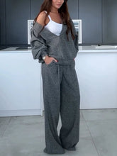 Load image into Gallery viewer, Fall and winter deep V-neck casual two-piece set