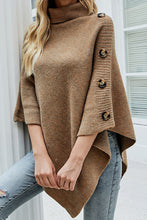 Load image into Gallery viewer, Solid Color Turtleneck Button-embellished Knitted Shawl Cape