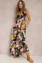 Load image into Gallery viewer, Everyday Pink Chiffon Floral Print Deep V Neck Sleeveless Maxi Dress
