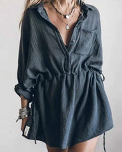 Load image into Gallery viewer, Casual Loose Cotton And Linen V-neck Dress