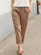 Load image into Gallery viewer, Women's Cotton Linen Solid Color Loose Pocket Harem Pants