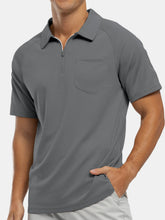 Load image into Gallery viewer, Men's Everyday Casual Raglan Sleeve Zipper Short Sleeve POLO Shirt
