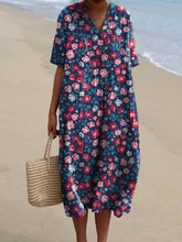 Load image into Gallery viewer, Retro Style Countryside Floral Pattern Printed Women's Flowy Dress