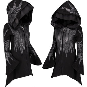 Punk Fashion Flare Sleeve Print Hoodie Coats