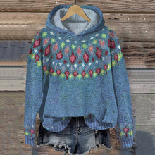 Load image into Gallery viewer, Fairman Island Geometric Contrast Print Button Knit Hoodie