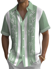 Load image into Gallery viewer, Men's Hawaiian Bamboo Print Pocket Short Sleeve Shirt