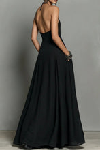 Load image into Gallery viewer, Women's Minimalist Linen Blend Halter Neck Sleeveless Maxi Dress