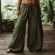 Load image into Gallery viewer, Bohemian Holiday Style Retro Linen Floral Ethnic Totem Print Casual Pants