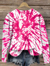 Load image into Gallery viewer, Vintage Pink Tie-Dye Heart Print Crew Neck Sweatshirt