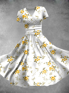 Women's Yellow Flower Art Print  Maxi Dress