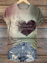 Load image into Gallery viewer, Retro Heart Graphic Casual Tee 6f1d