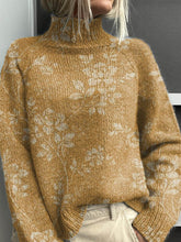 Load image into Gallery viewer, Women's Vintage Lovely Floral Art Print Knit Turtleneck Pullover Sweater