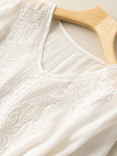 Load image into Gallery viewer, Women's Cotton Linen Embroidered Loose Casual T-Shirt