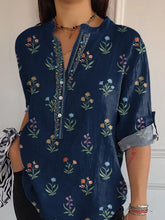 Load image into Gallery viewer, Ethnic Style Simple Floral Pattern Printed Women's Casual Long Sleeve Comfortable Cotton Shirt