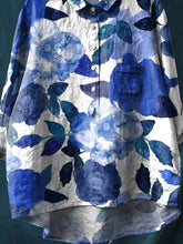 Load image into Gallery viewer, Vintage Lovely Floral Art Print Casual Cotton And Linen Shirt