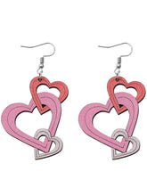Load image into Gallery viewer, Valentine's Day Hollow Heart Series Wooden Earrings
