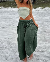 Load image into Gallery viewer, Solid Cotton Linen Loose Wide Leg Casual Pants