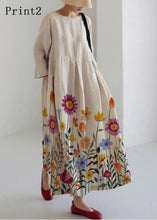 Load image into Gallery viewer, Apricot Cotton Dresses Pockets Patchwork Spring