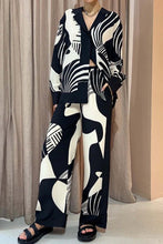Load image into Gallery viewer, Contrast Printed Button Wide Leg Pants Two-piece Set