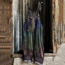 Load image into Gallery viewer, Vintage Viking Tree Of Life Celtic Gradient Art Linen Jumpsuit
