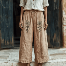 Load image into Gallery viewer, Women's Linen Bohemian Cropped Wide-leg Cropped Trouser Pants