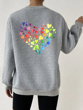Load image into Gallery viewer, Women's Rainbow Love Heart Waffle Sweatshirt Waffle Sweatshirt