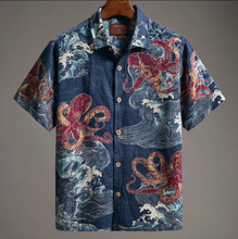 Load image into Gallery viewer, Men's Short-sleeve T-shirt With Ocean And Octopus Elements In Japanese Vacation Style