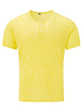 Load image into Gallery viewer, Men's Summer Solid Button Textured Short Sleeve Henley Shirt