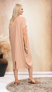 V-neck Cotton Linen Dress Plus Size