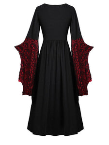 Halloween Skull Lace Tie Irregular Dress