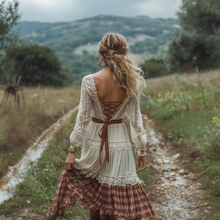 Load image into Gallery viewer, Women's Retro Pastoral Style Lace Long-sleeve Sexy Maxi Long Dress