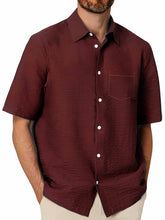 Load image into Gallery viewer, Hawaiian Men's Pleated Fabric Pocket Short Sleeve Shirt