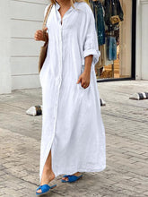 Load image into Gallery viewer, Casual Plain Single Breasted Pocket Long Sleeve Loose Maxi Dress