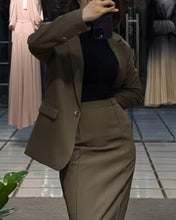 Load image into Gallery viewer, Commuter Lapel Blazer &amp; Overskirt Two-Piece Set